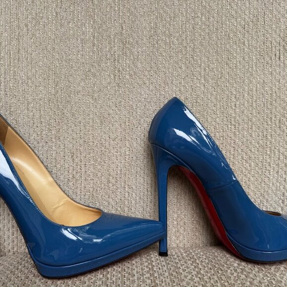 Christian Louboutin Women EU 39 US 8.5 size Blue Shoes Heels Pumps - Picture 2 of 16
